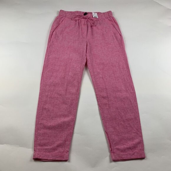 J. Crew Pepto Pink Linen Blend Ankle Pant 4 New - Picture 1 of 7